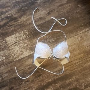 Sequin ruffled pushup bikini top